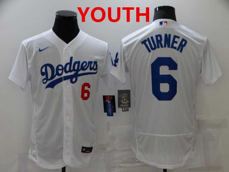 Youth Los Angeles Dodgers #6 Trea Turner White Stitched MLB Flex Base Nike Jersey,We sell and wholesale Youth Los Angeles Dodgers #6 Trea Turner White Stitched MLB Flex Base Nike Jersey on line form chian!